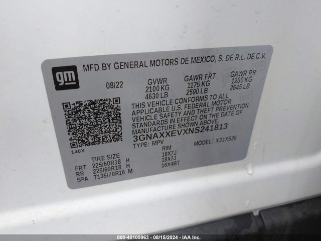 Chevrolet Equinox Awd Premier 2022 3GNAXXEVXNS241813 Image 9