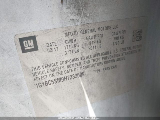 2017 CHEVROLET CRUZE 1G1BC5SM9H7233609 Photo 8