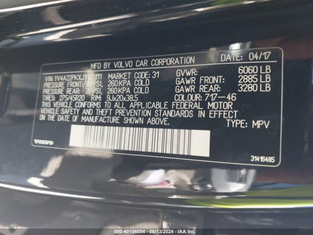 YV4A22PKXJ1190111 Volvo Xc90 T6 Momentum
