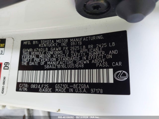 58AGZ1B16LU051648 Lexus Es 350 F Sport