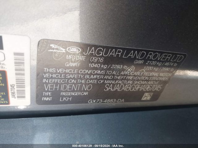 SAJAD4BG9HA967045 Jaguar Xe 25t Premium