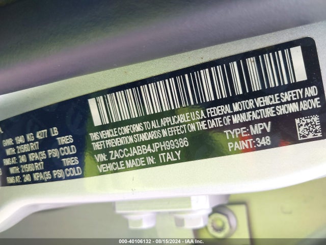 ZACCJABB4JPH99386 Jeep Renegade Latitude Fwd