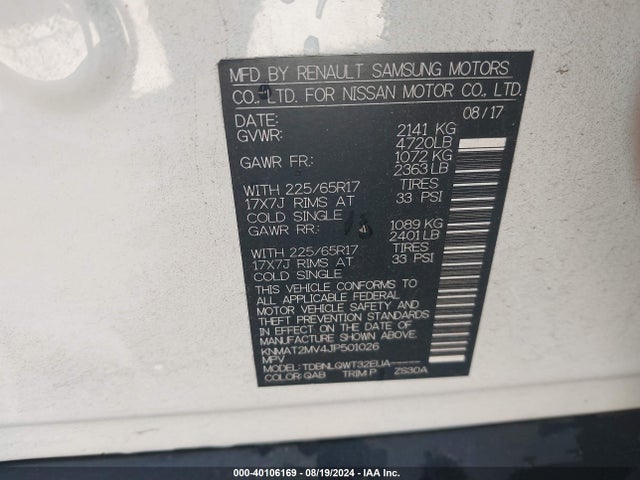 Nissan ROGUE SV 2018 KNMAT2MV4JP501026 Image 9