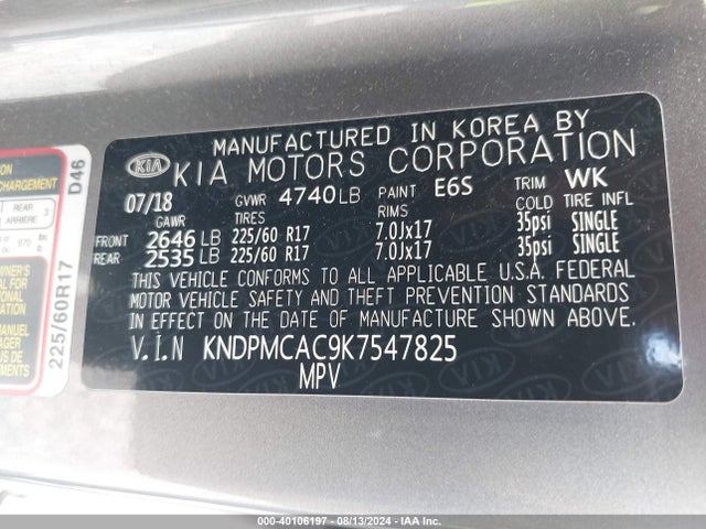 KIA Sportage Lx 2019 KNDPMCAC9K7547825 Image 9
