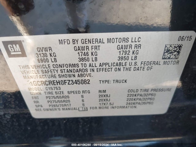 Chevrolet Silverado 1500 1lt 2015 1GCRCREH0FZ345082 Image 7