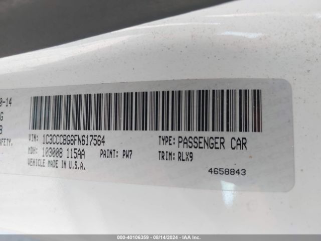 1C3CCCBG6FN617564 Chrysler 200 S