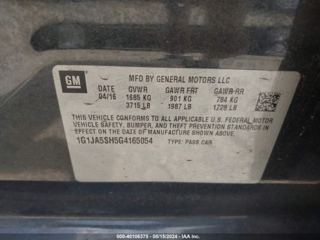 1G1JA5SH5G4165054 Chevrolet Sonic Ls Auto