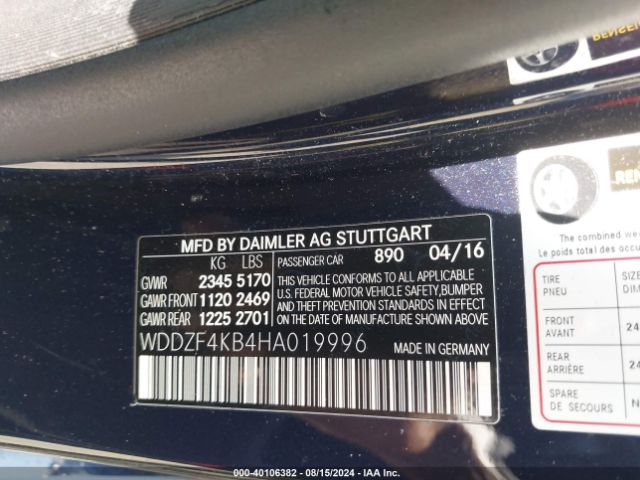 WDDZF4KB4HA019996 Mercedes-Benz E 300 4matic