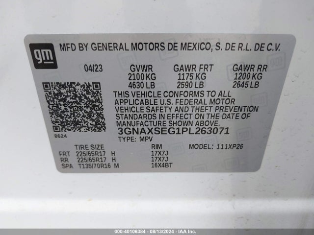 Chevrolet Equinox Awd Ls 2023 3GNAXSEG1PL263071 Image 9