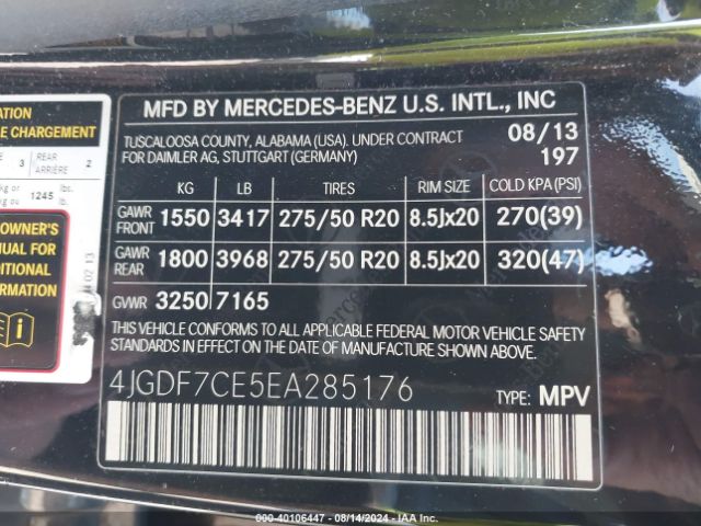 4JGDF7CE5EA285176 Mercedes-Benz Gl 450 4matic