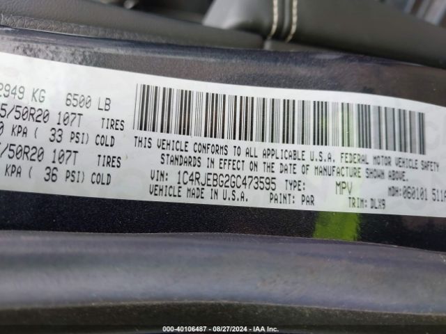 1C4RJEBG2GC473595 Jeep Grand Cherokee Limited