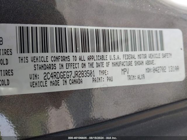 2C4RDGEG7JR283501 Dodge Grand Caravan Gt