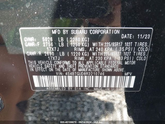 4S4BTGUD8R3210746 Subaru Outback Wilderness