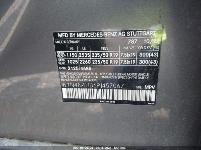 W1N4N4HB6PJ457067 Mercedes-Benz Gla 250 4matic