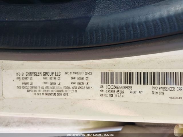1C3CDZAB7EN199665 Dodge AVENGER SE