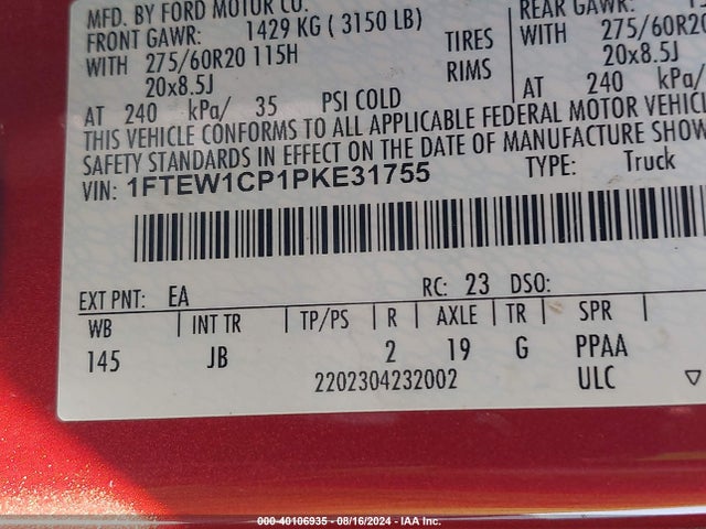 Ford F-150 Xl 2023 1FTEW1CP1PKE31755 Image 9