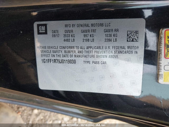Chevrolet Camaro 1ss 2018 1G1FF1R79J0119030 Image 9