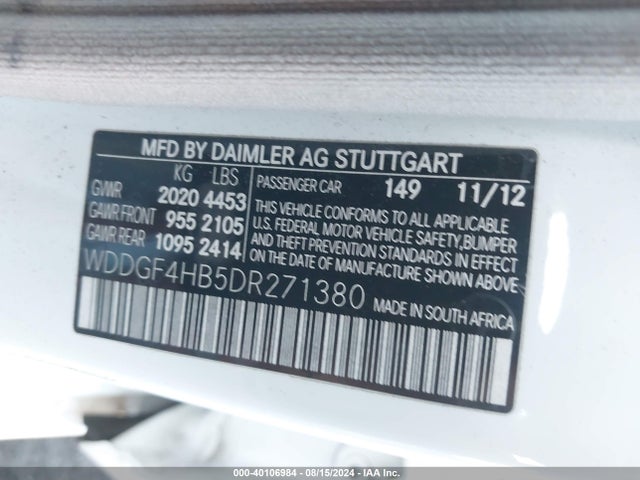 Продажа на аукционе авто 2013 Mercedes-benz C 250 Luxury/sport, vin: WDDGF4HB5DR271380, номер лота: 40106984