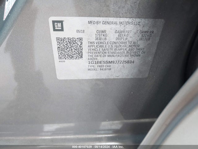 Chevrolet Cruze Lt Auto 2018 1G1BE5SM9J7225834 Image 9