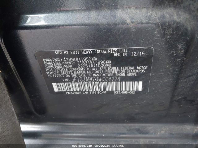 JF1GJAB6XGH008224 Subaru Impreza 2.0i Premium