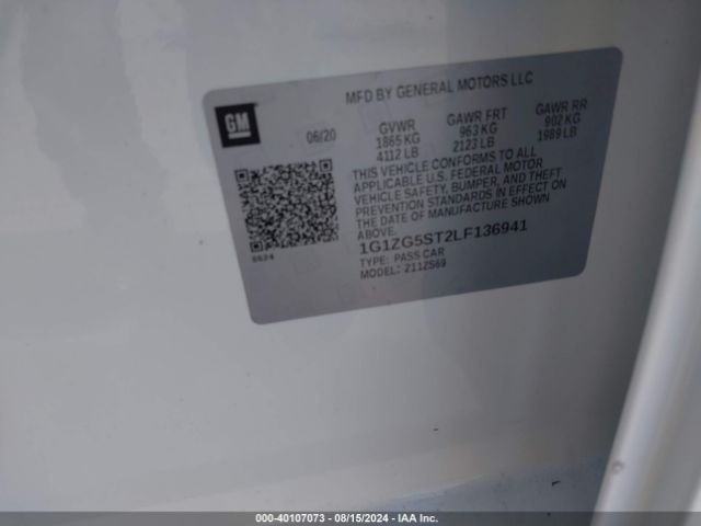 1G1ZG5ST2LF136941 Chevrolet Malibu Fwd Rs