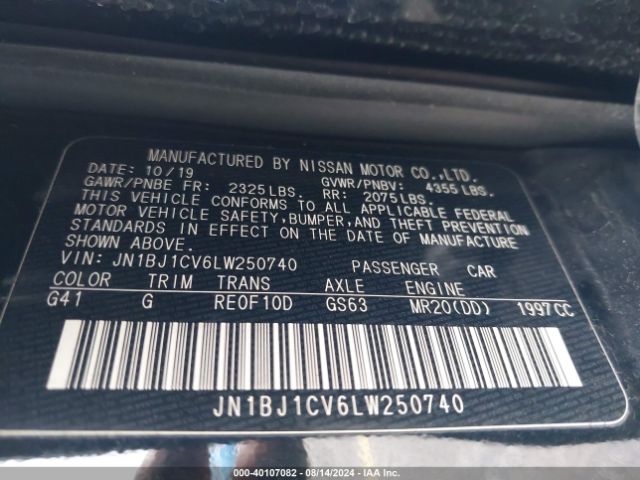 JN1BJ1CV6LW250740 Nissan Rogue Sport Sv Fwd Xtronic Cvt