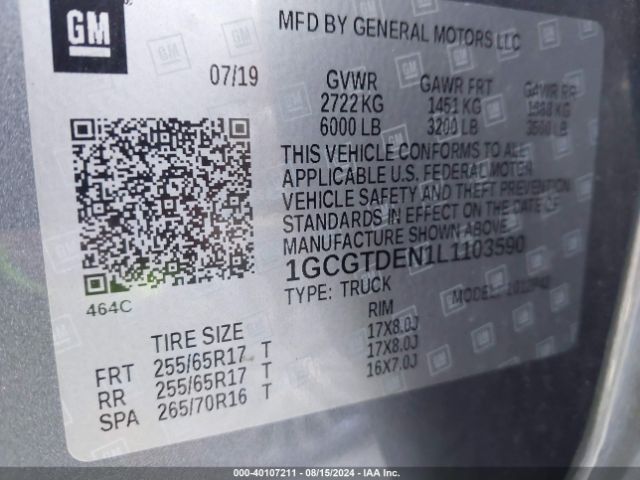 1GCGTDEN1L1103590 Chevrolet Colorado 4wd  Short Box Z71