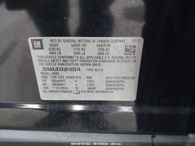 Chevrolet EQUINOX LT 2018 2GNAXJEVXJ6133374 Image 9