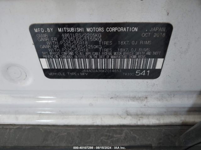 JA4AD2A36KZ014653 Mitsubishi Outlander Es