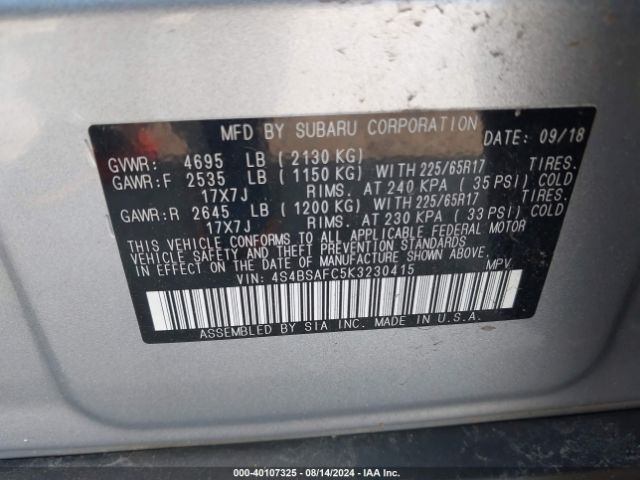 4S4BSAFC5K3230415 Subaru Outback 2.5i Premium