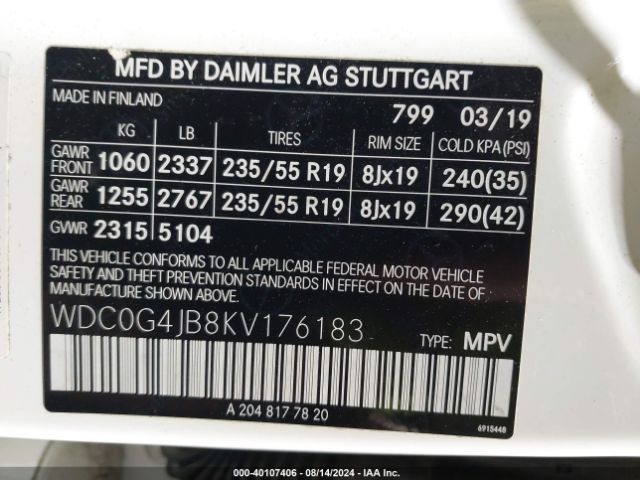 WDC0G4JB8KV176183 Mercedes-Benz GLC 300