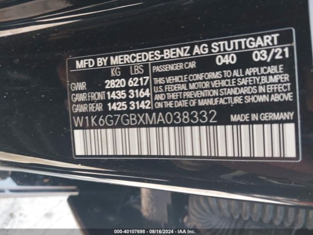 2021 MERCEDES-BENZ S 580 W1K6G7GBXMA038332 Photo 8
