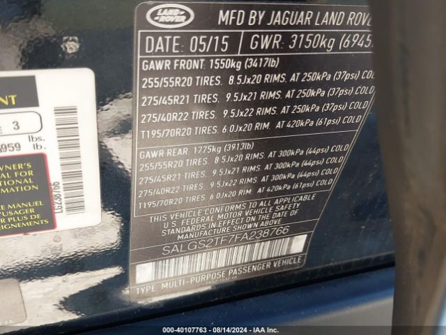 SALGS2TF7FA238766 Land Rover Range Rover 5.0l V8 Supercharged