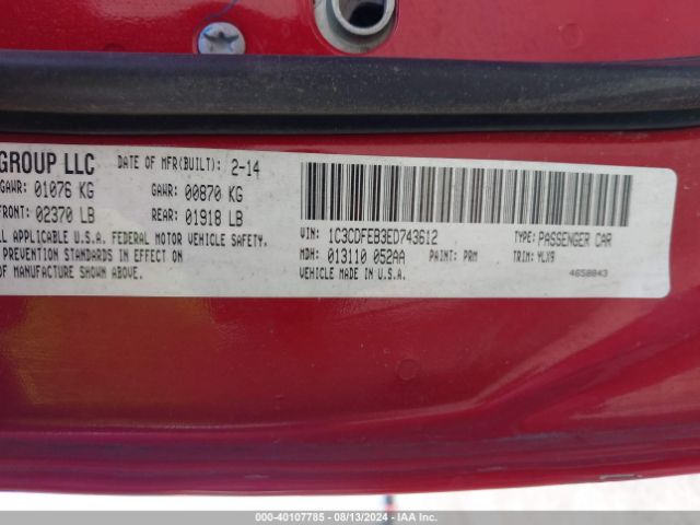 1C3CDFEB3ED743612 Dodge DART GT