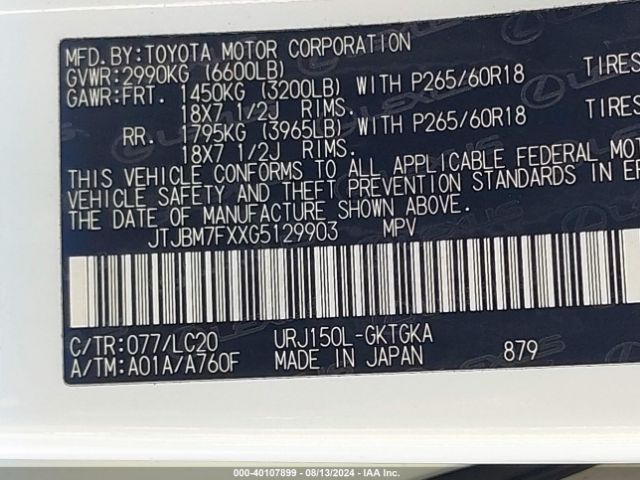 JTJBM7FXXG5129903 Lexus 460