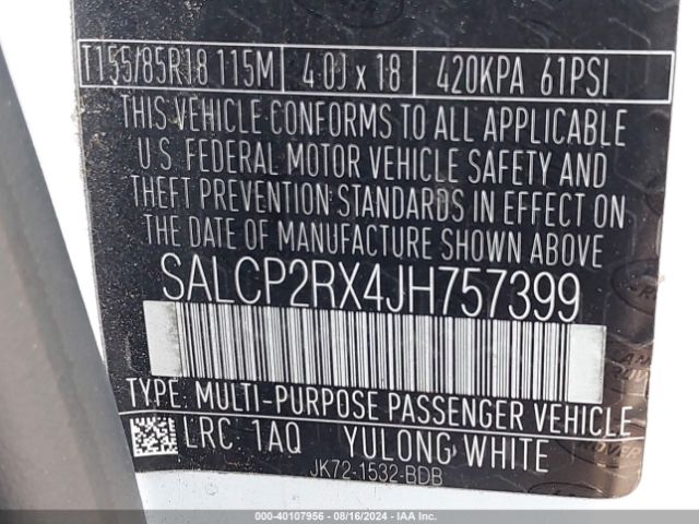 SALCP2RX4JH757399 Land Rover Discovery Sport Se