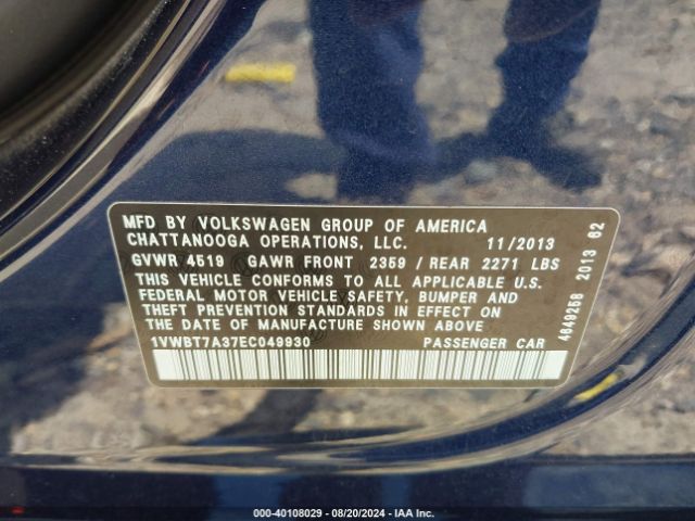 1VWBT7A37EC049930 Volkswagen Passat 1.8t Se