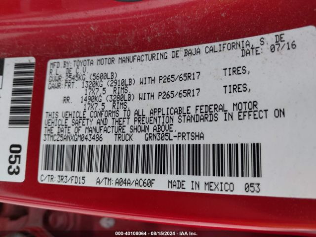 3TMCZ5ANXGM043486 Toyota Tacoma Trd Sport