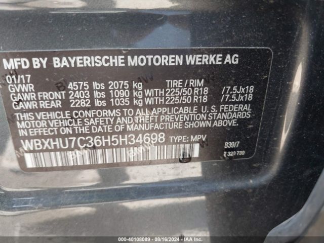 WBXHU7C36H5H34698 BMW X1 Sdrive28i