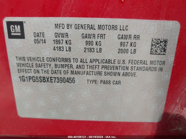 1G1PG5SBXE7390456 Chevrolet CRUZE LTZ