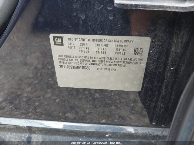Chevrolet IMPALA 1LT 2017 2G1105S36H9175338 Image 9