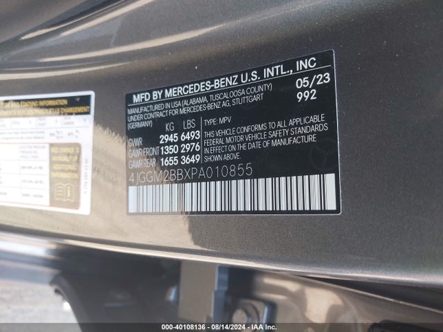 4JGGM2BBXPA010855 Mercedes-Benz Eqe 350+ Suv