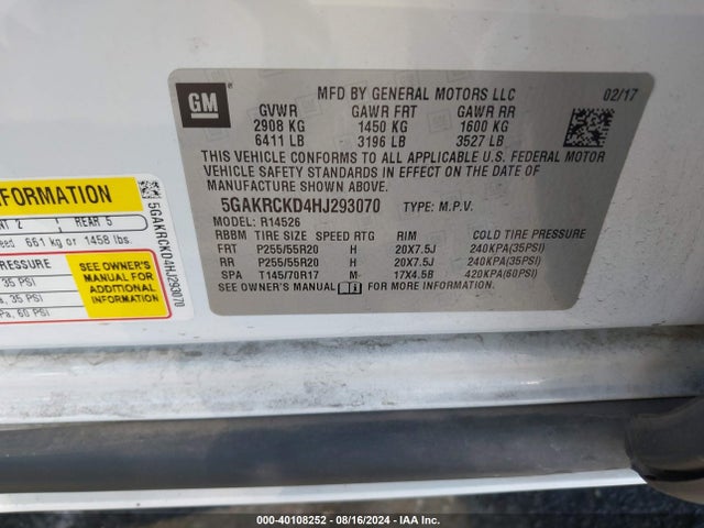 5GAKRCKD4HJ293070 Buick Enclave Premium