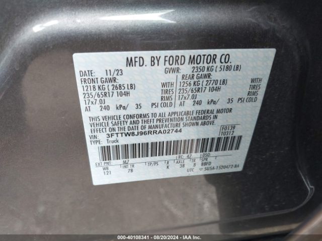 3FTTW8J96RRA02744 Ford Maverick Xlt