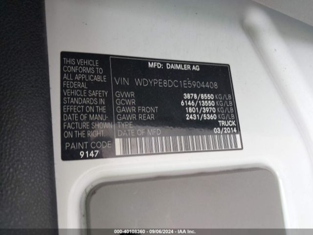 WDYPE8DC1E5904408 Freightliner Sprinter 2500 High  Roof