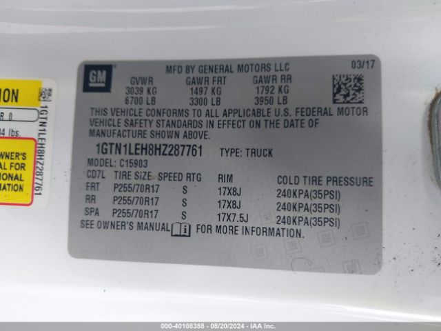 1GTN1LEH8HZ287761 GMC SIERRA 1500