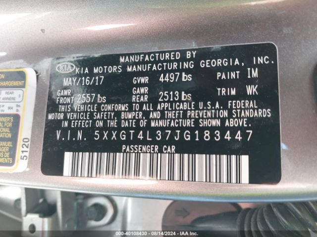 5XXGT4L37JG183447 KIA Optima Lx