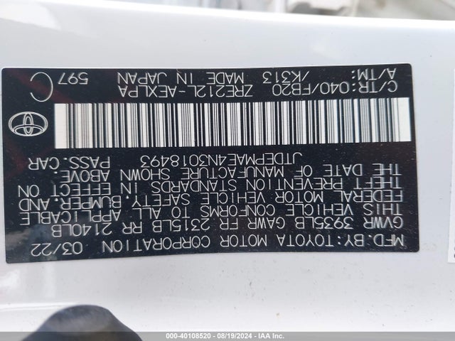 Toyota COROLLA LE 2022 JTDEPMAE4N3018493 Image 9