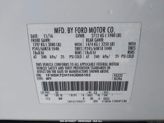 Ford EXPLORER XLT 2017 1FM5K7DH1HGB66163 Image 9