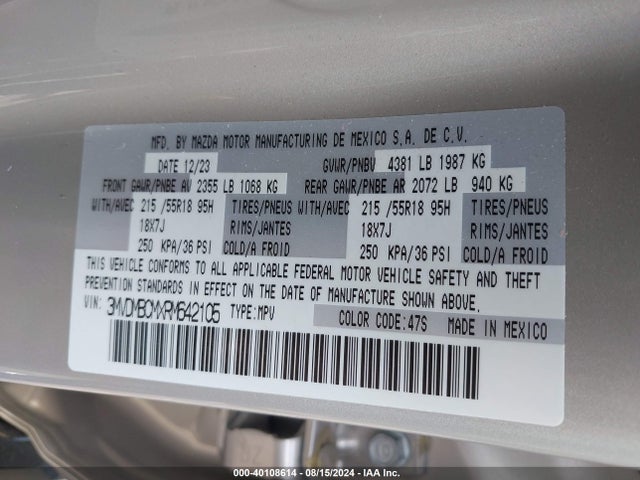 3MVDMBCMXRM642105 Mazda Cx-30 2.5 S Preferred Package